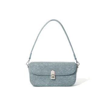 MASTER CANVAS Fabric Small Square Bag Shoulder Bag Crossbody Bag Medium Size Women's Denim Blue