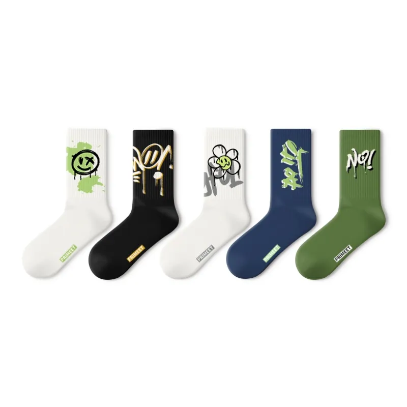 Primeet Mid Calf Socks Spring And Summer Unisex 5 Pack-19