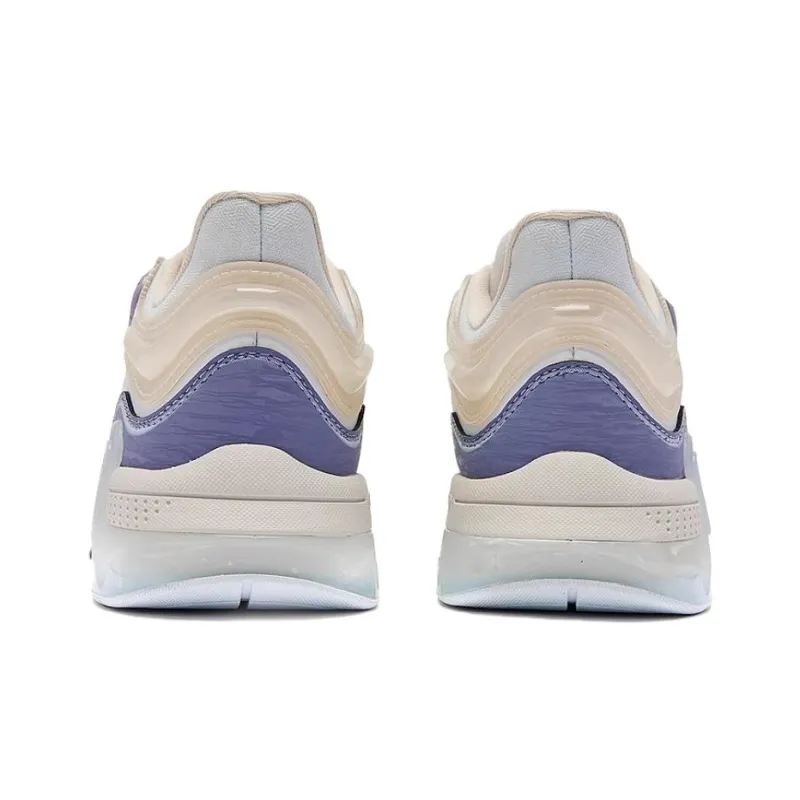 QIAODAN Non-slip Wear-resistant Shock Absorption Low-Top Skateboard Shoes Women's White Blue-4
