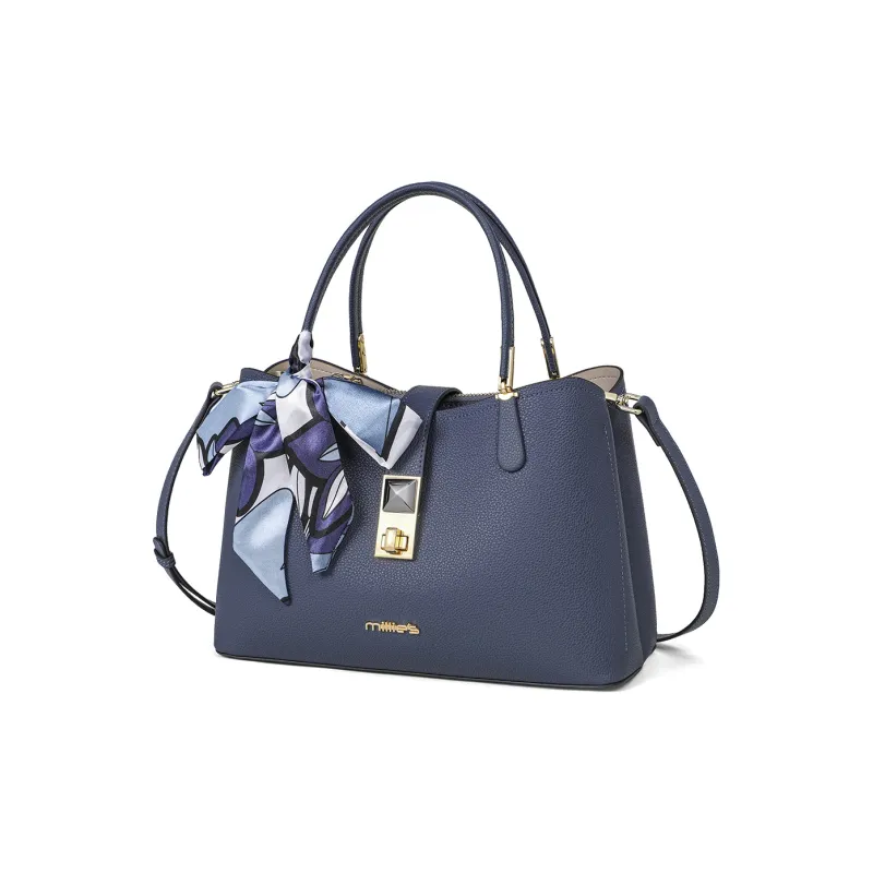 MILLIE'S Cow Leather With Synthetic Leather One Shoulder Handbag Regular Women's Apricot/Blue-8