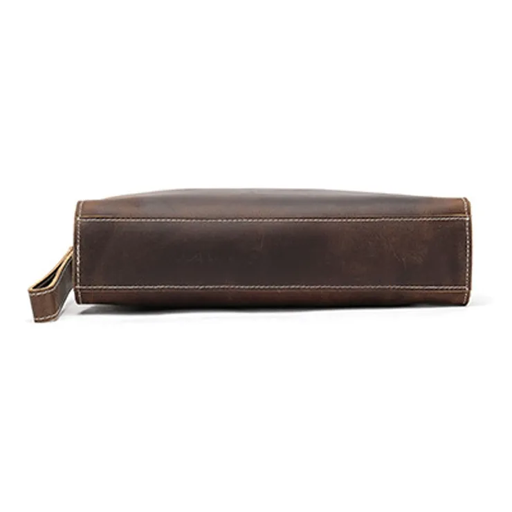CMLZIUA Cow Leather Clutch Regular Unisex Black/Coffee-7