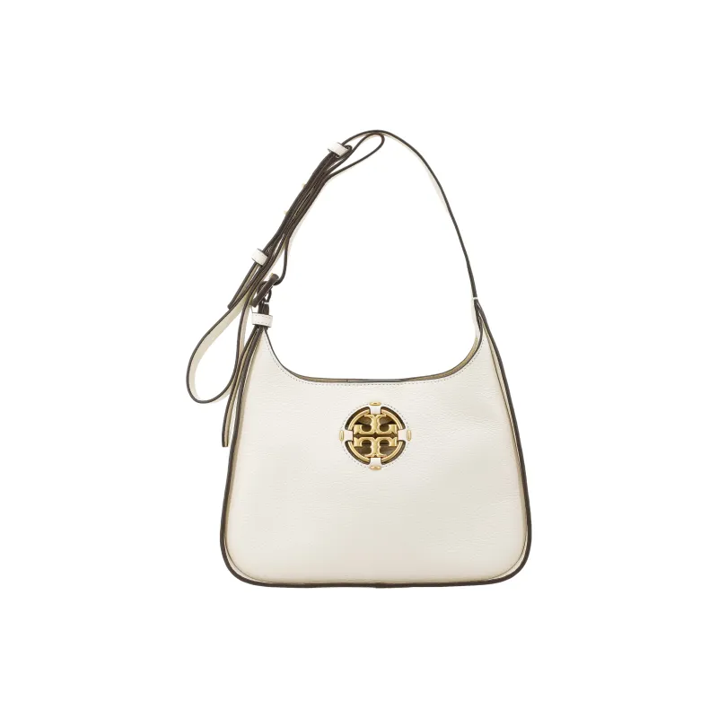 TORY BURCH Miller Leather With Suede Shoulder Bag, Handbag, Shoulder Bag, Crossbody Bag Trumpets Women's Ivory White-1