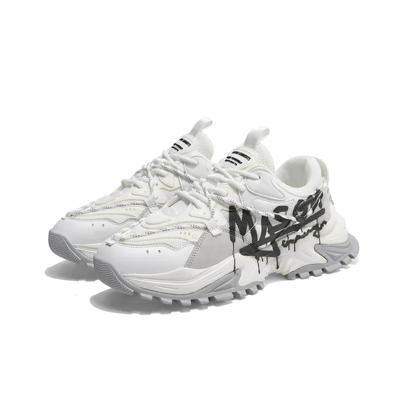 Masongarments Shark Tooth Series Running Shoes Unisex Low Top Black/Gray/White/Beige/Galaxy Gray-39