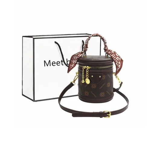 Fitchell PU Small Bucket Bag Portable Crossbody Bag Shoulder Bag Women's Ecru/Coffee/Light Khaki/Dark Khaki