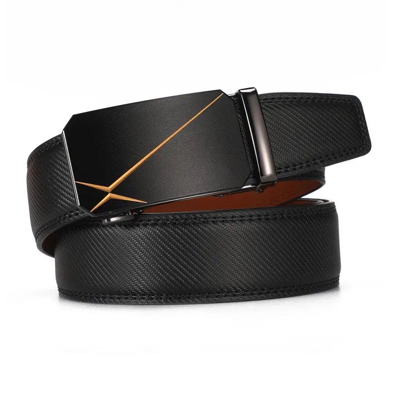 Lanza Genuine Leather Automatic Buckle, Business High End Cow Split Leather Belts Men's Width 3.5cm-1