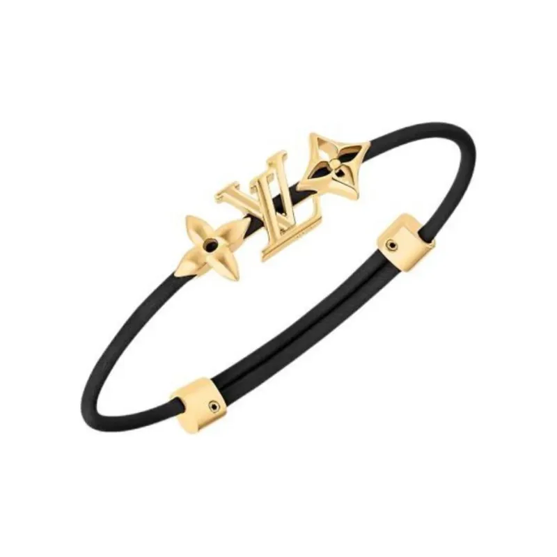 LOUIS VUITTON Metal, Leather Wristbands Unisex Black-1