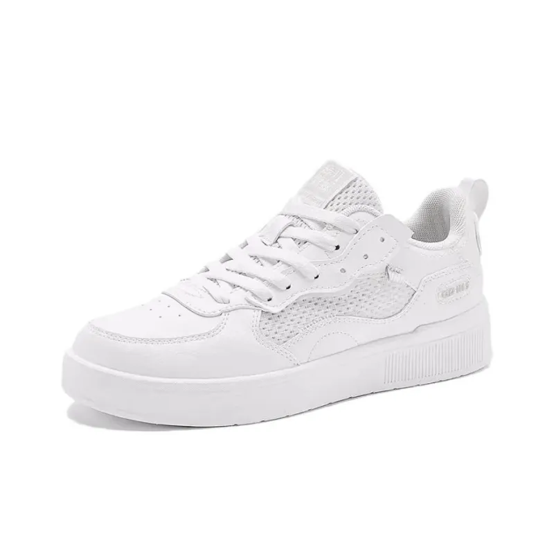 QIAODAN Anti Slip Wear Resistant Low Top Skateboard Shoes Women's White Gray-2