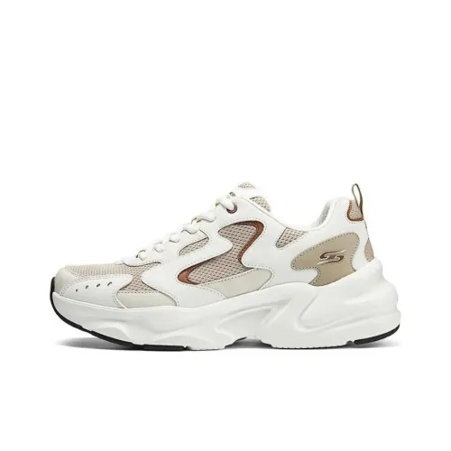 Skechers DLITES Lightweight Height Increasing Low Top Chunky Sneakers Men's White Umber