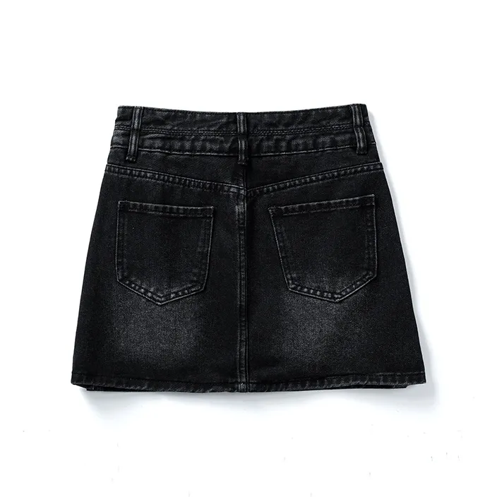 Wen Shan Denim Short Skirts Women's Black-1