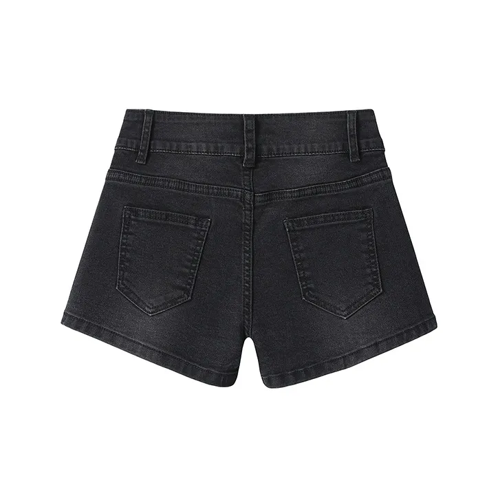 Wen Shan Denim Shorts Women's Black Gray-1