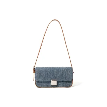MASTER CANVAS Fabric Shoulder Bag Crossbody Bag Small Square Bag Medium Size Women's Denim Blue