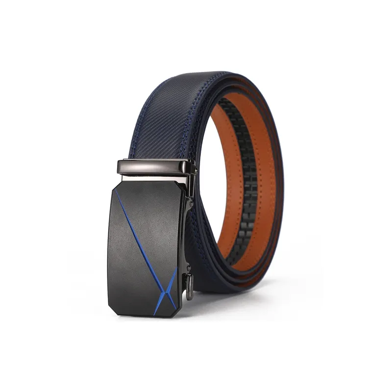 Lanza Genuine Leather Automatic Buckle, Business High End Cow Split Leather Belts Men's Width 3.5cm-2