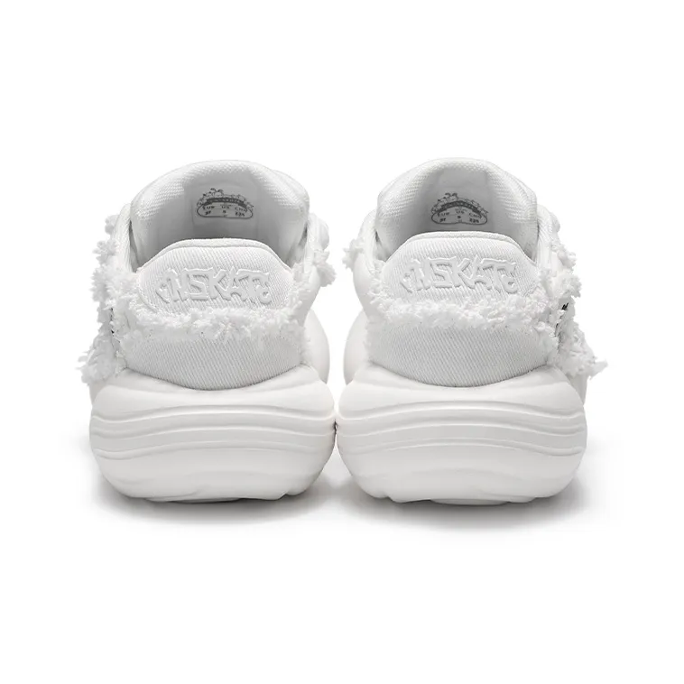 CN Milk Cap Big Head Shoes Slip Resistant Breathable Lightweight Height Increasing Low Top Canvas Shoes Unisex White-3