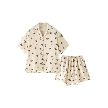 MEITENG Pajama Set Summer Women's Apricot