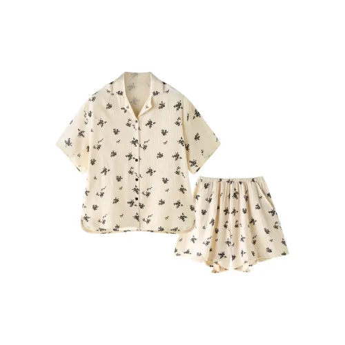 MEITENG Pajama Set Summer Women's Apricot