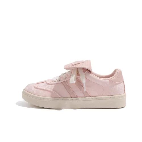 HUANQIU Height Increasing Slip Resistant Low Top Skateboard Shoes Women's Pink