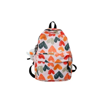 KAMLUI Nylon Fabric Backpack For High School And College Students Regular Unisex Pink Heart/White English/Black English