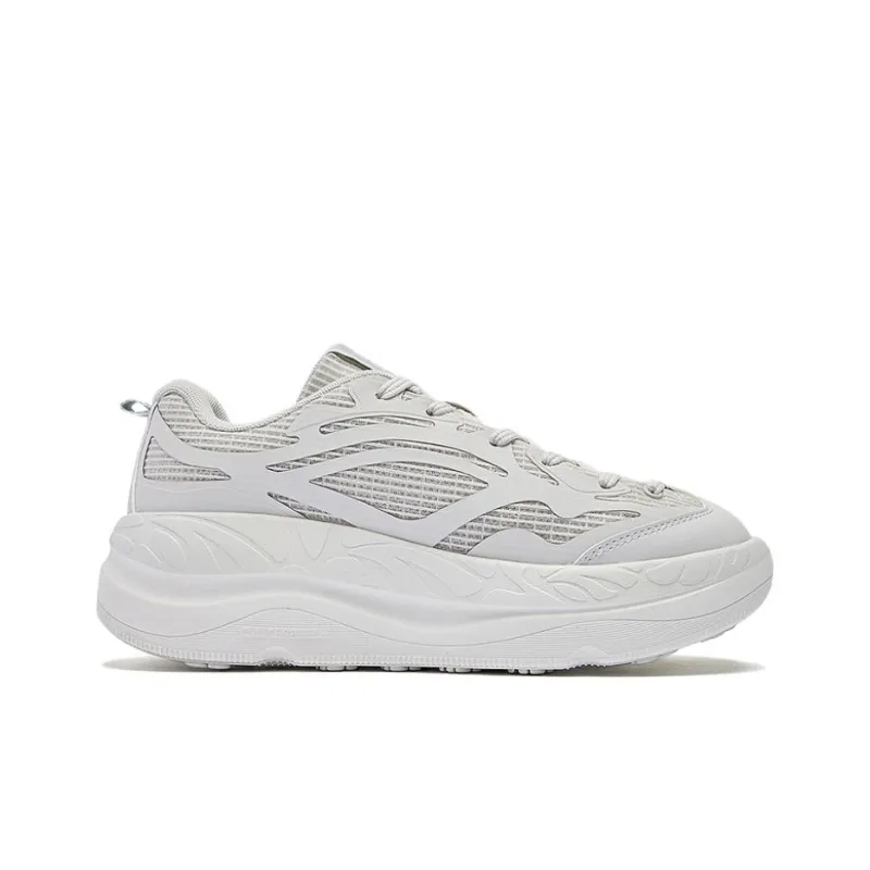 QIAODAN Anti-Slip Wear-Resistant Low-Top Skateboard Shoes Women's Gray White-1