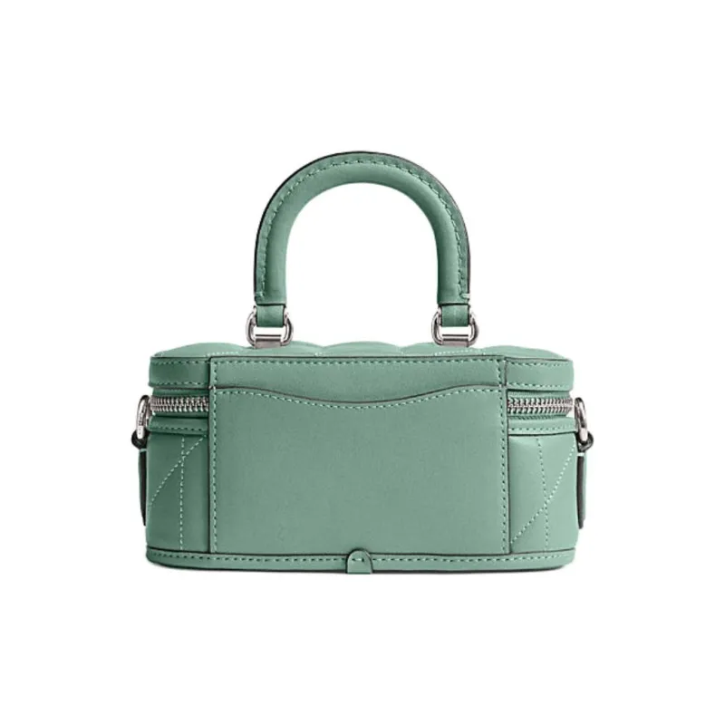 COACH Trail Sheepskin With Cow Leather Shoulder Bag, Crossbody Bag, Handbag Mini Women's Aquamarines Stone Color-2