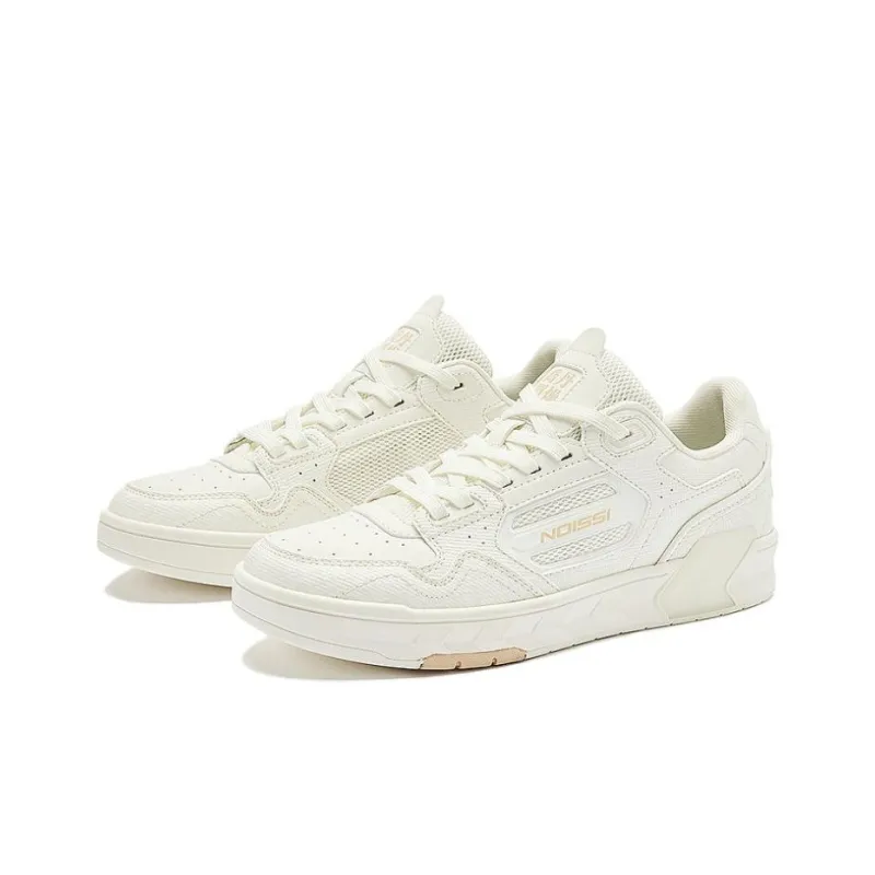 QIAODAN Anti Slip Wear Resistant Low Top Skateboard Shoes Women's Ecru-2