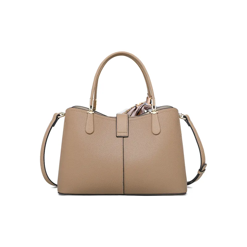 MILLIE'S Cow Leather With Synthetic Leather One Shoulder Handbag Regular Women's Apricot/Blue-4
