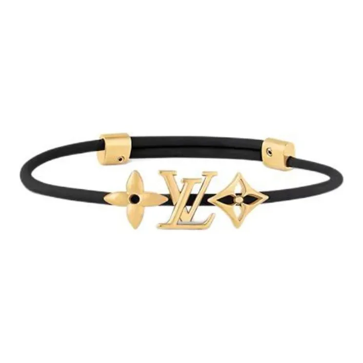 LOUIS VUITTON Metal, Leather Wristbands Unisex Black-0