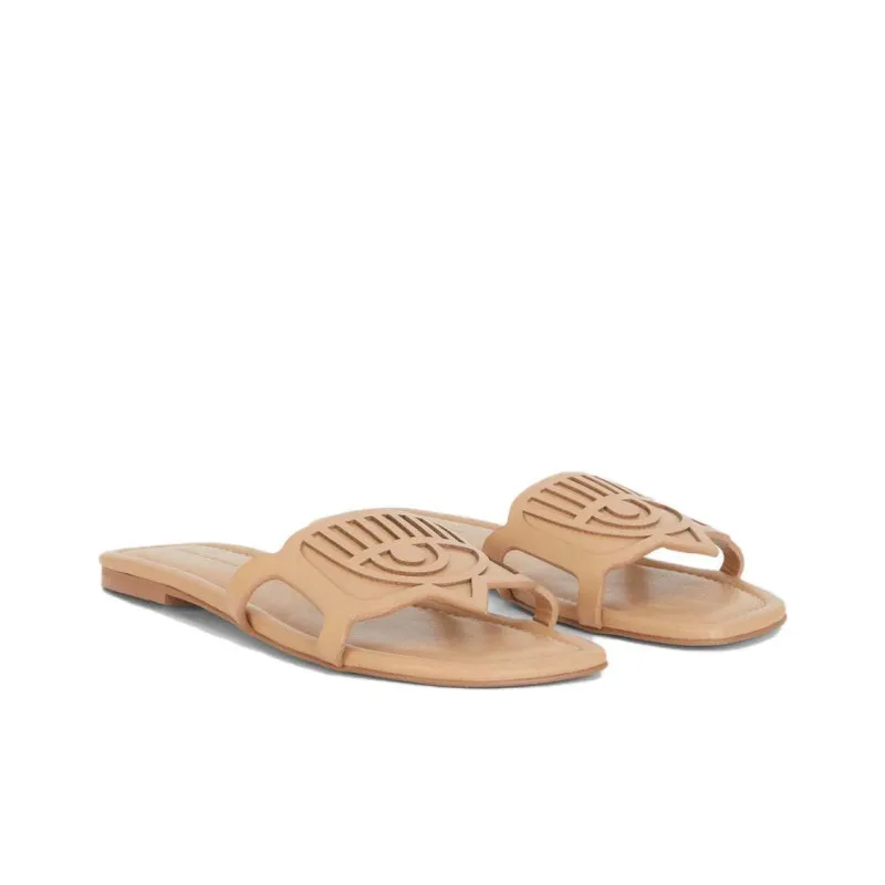 CHIARA FERRAGNI Eyelike Slide Slippers Women's Beige-2