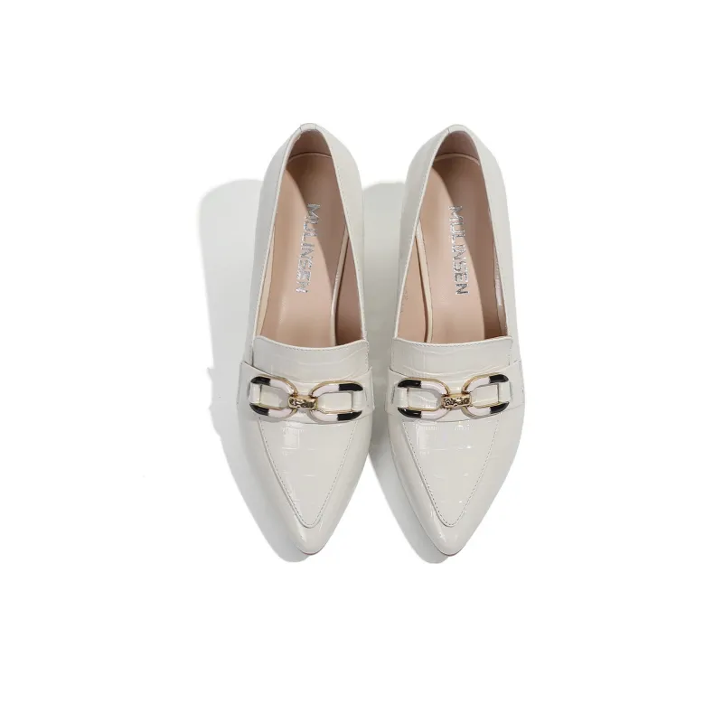 Mulinsen Loafers 6cm Women's Beige-1
