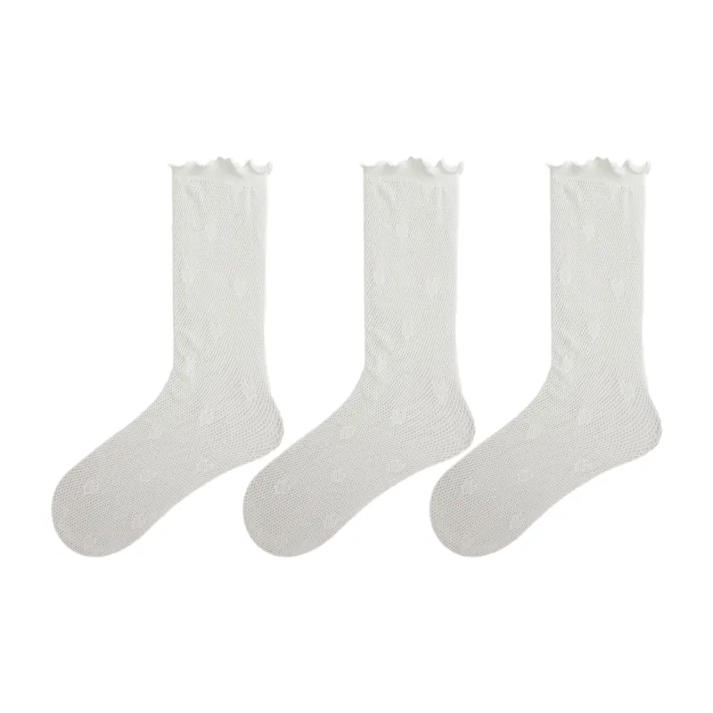 Evening Classroom Mid Calf Socks Women's 3 Pack White-0