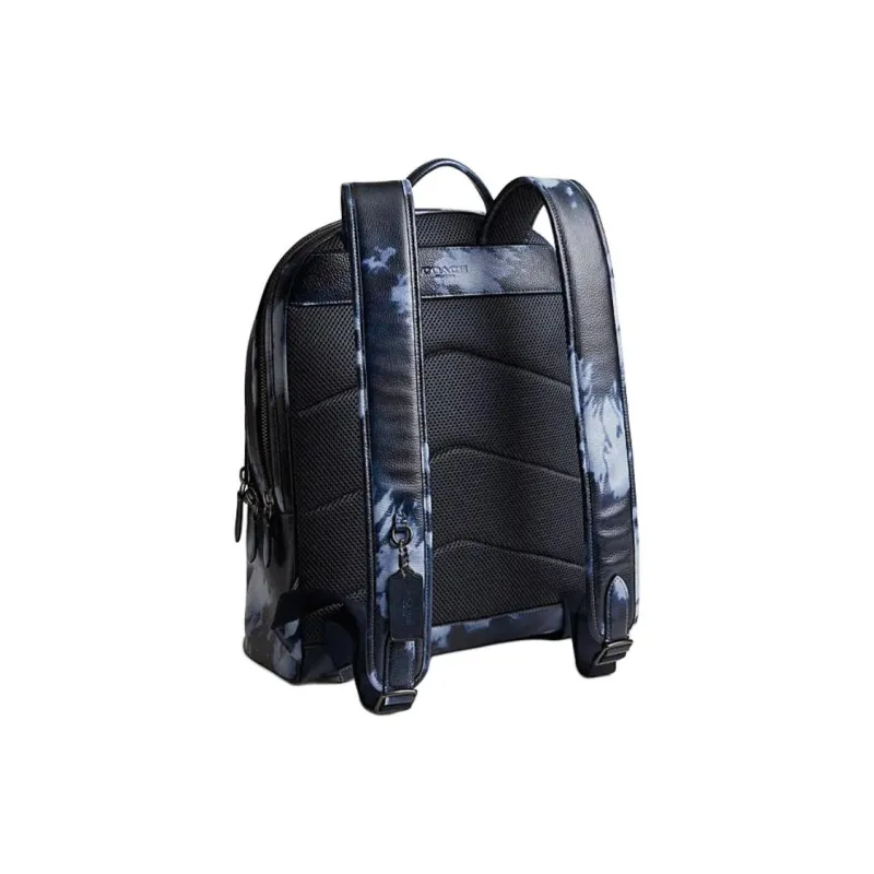 COACH Charter Cow Leather Patchwork With Fabric Backpack Large Size Men's Midnight Blue & Navy & Multicolor-1