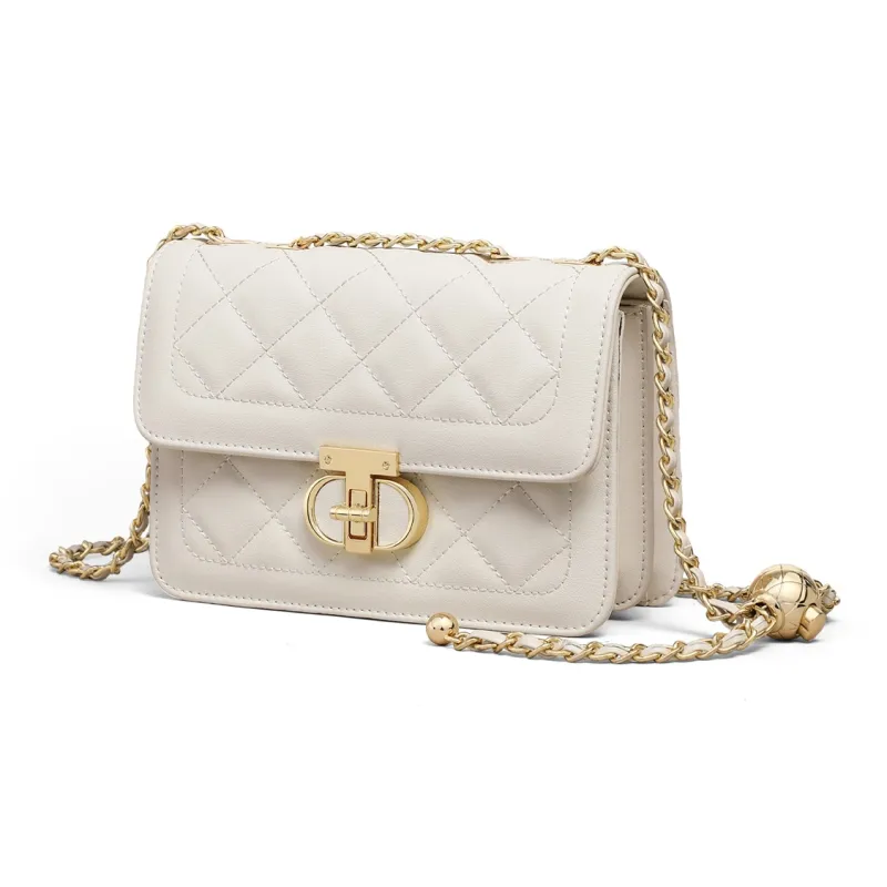COMELY Cow Leather Small Square Bag, Crossbody Bag, Shoulder Bag Regular Women's Milkshake White-2