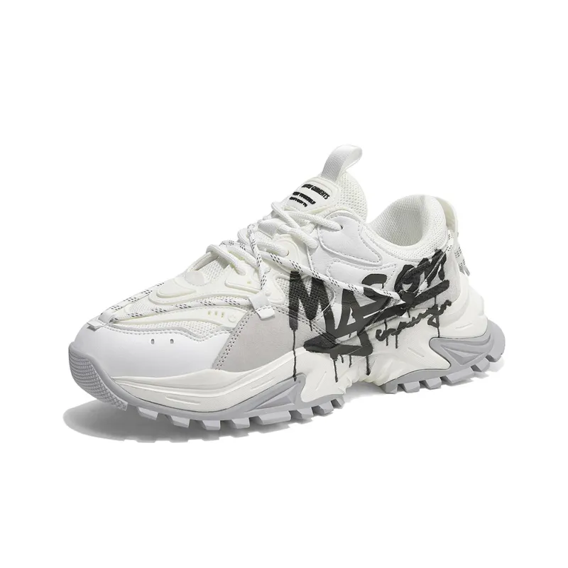 Masongarments Shark Tooth Series Running Shoes Unisex Low Top Black/Gray/White/Beige/Galaxy Gray-38