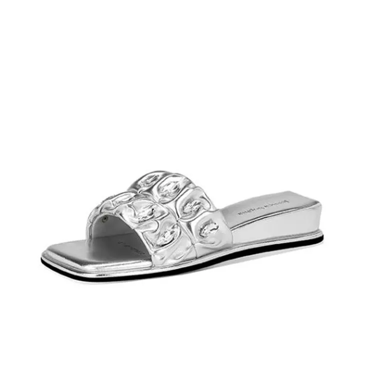 JESSICA SOPHIA Rubber Sole Rhinestone Slip Resistant Abrasion Resistant Slide Slippers Women's Black-5