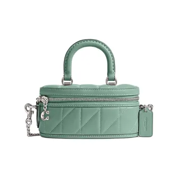 COACH Trail Sheepskin With Cow Leather Shoulder Bag, Crossbody Bag, Handbag Mini Women's Aquamarines Stone Color