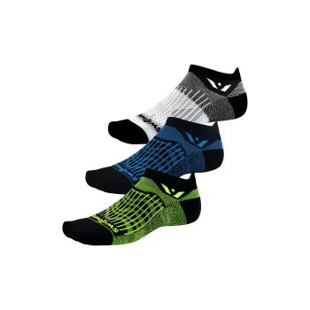 Swiftwick ASPIRE ZERO TAB 3-PACK Ankle Socks Men's 3 Pack Gray+Blue+Green