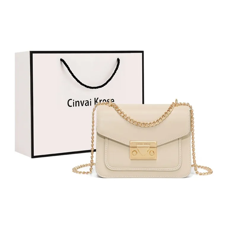 Simvay Clos Cow Leather Patchwork Synthetic Leather Small Square Bag Chain Shoulder Bag Women's-14