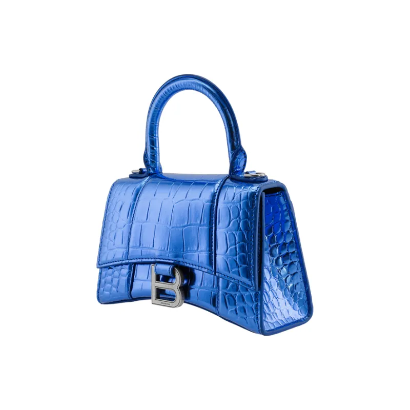 Balenciaga Hourglass Calfskin Handbag Shoulder Bag Crossbody Bag Women's Blue-3