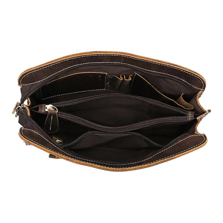 CMLZIUA Cow Leather Clutch Regular Unisex Black/Coffee-9