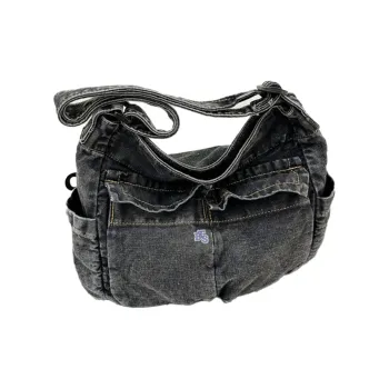 BETTERSAY Denim Shoulder Bag Crossbody Bag Regular Women's Dark Blue Black Light Blue
