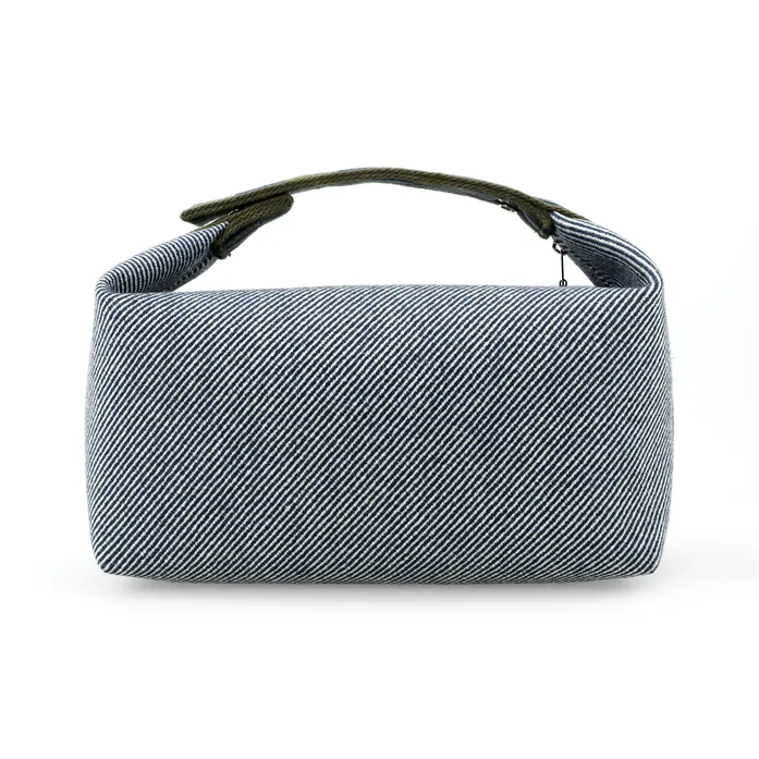 HERMES Bride a Brac Wool Twill Cotton Handbag Toiletry Bag Unisex Blue-4