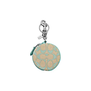 COACH Coin Case Leather Bag Accessory Women's Green & Multicolor