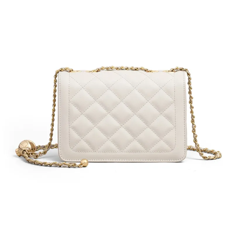 COMELY Cow Leather Small Square Bag, Crossbody Bag, Shoulder Bag Regular Women's Milkshake White-3