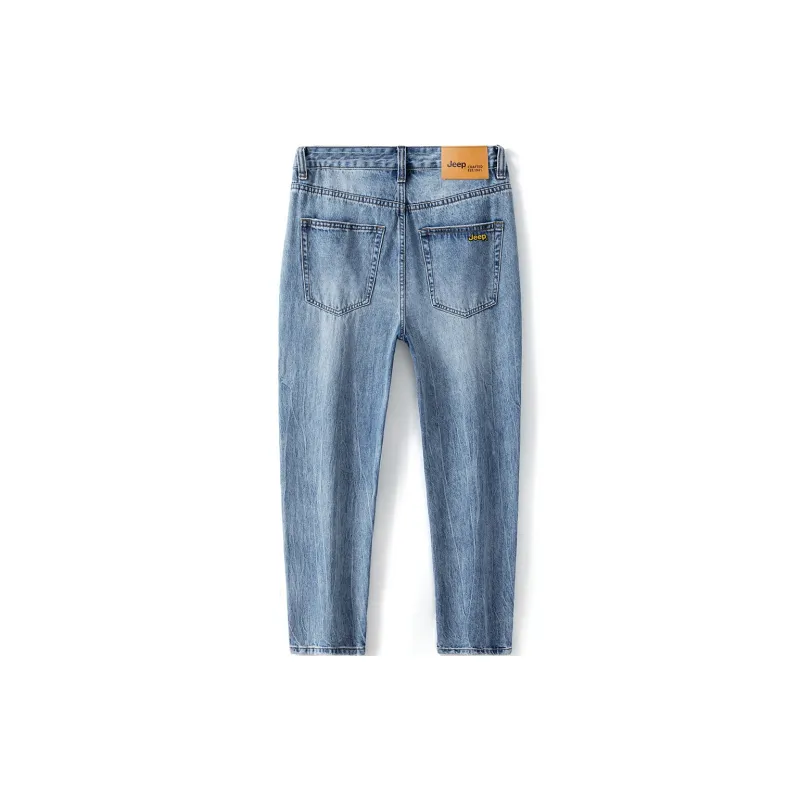 Jeep Straight Fit Draped Washable Jeans Unisex Light Blue-1