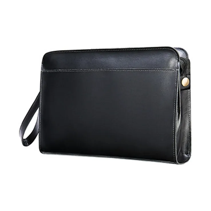 CMLZIUA Cow Leather Clutch Regular Unisex Black/Coffee-0