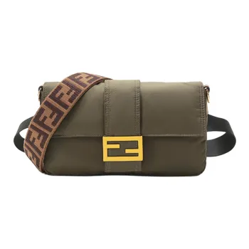FENDI Baguette Fabric Shoulder Bag Crossbody Bag Sling Bag Fanny Pack Men's Army Green