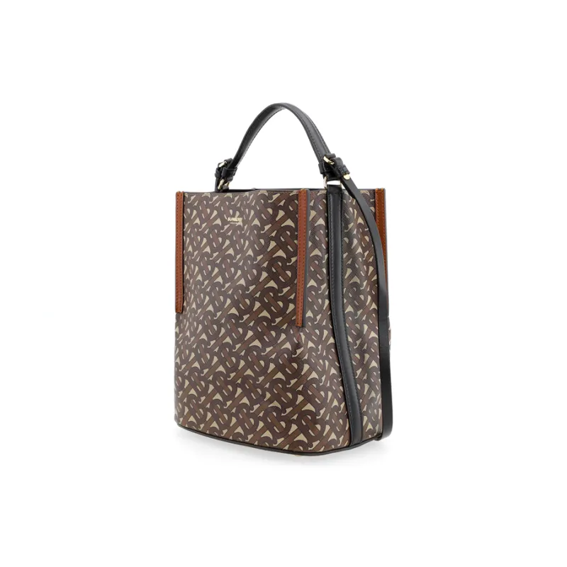 Burberry Eco Friendly Canvas Bucket Bag, One Shoulder Handbag Trumpets Women's Malle Brown-3