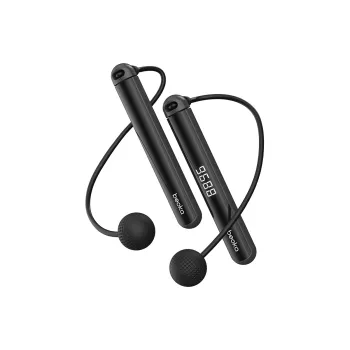 BEOKA Aerobic Fat Reduction Smart Counting Jump Ropes Adults Handle Plastic, Cord PVC Steel Wire 3m Black