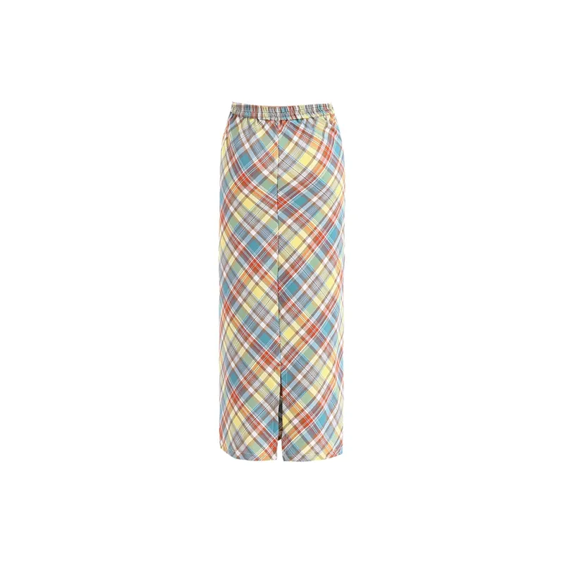 Wen Shan Casual Long Skirt Women's Plaid-1