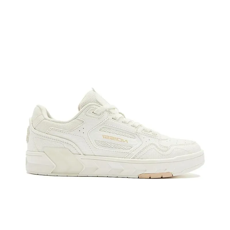 QIAODAN Anti Slip Wear Resistant Low Top Skateboard Shoes Women's Ecru-1