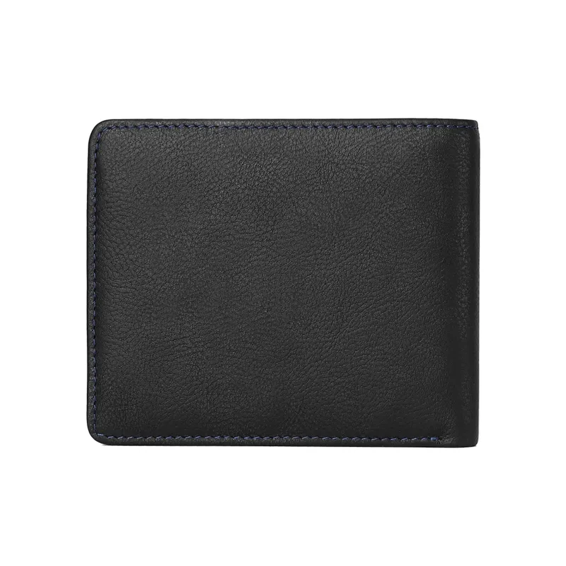 NAVIGARE Top Grain Cow Leather Wallet Money Clip Card Holder Unisex Black-9